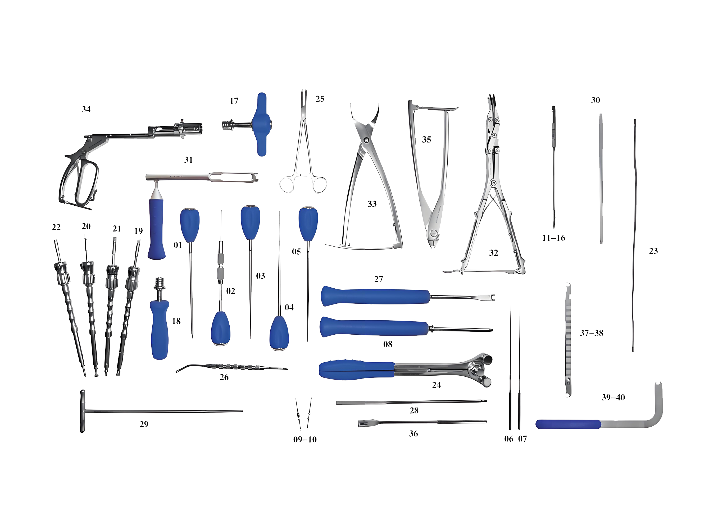 Набор инструментов для системы внутренней фиксации позвоночника (VI)